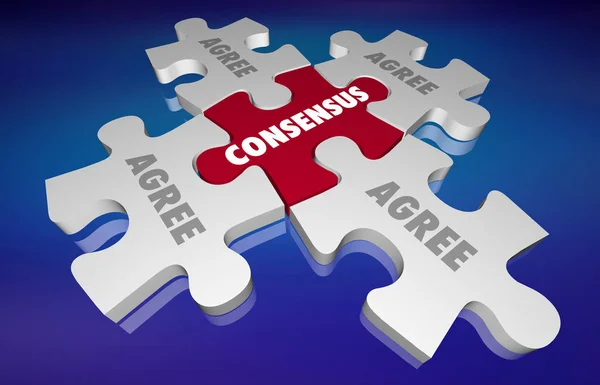 Consensus Agreement All Sides Unity Puzzle Illustration — Stock Photo, Image