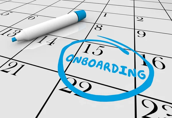 Onboarding Ημερολόγιο Νέα Έναρξη Εργασίας Υπάλληλος Ημερομηνία Απεικόνιση — Φωτογραφία Αρχείου