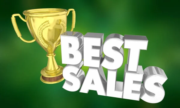 Trophäe Für Den Besten Verkaufspreis Auf Grünem Hintergrund — Stockfoto