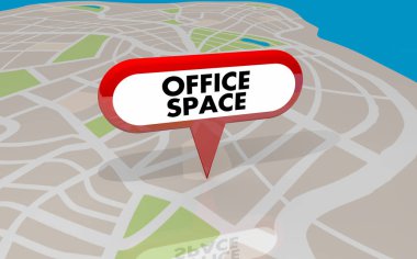 Ofis alanı Binası işyeri harita Pin 3d çizim