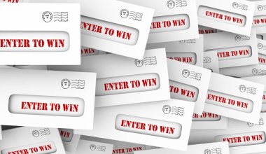 Enter to Win Submit Entry Contest Raffle Envelopes 3d Illustration clipart