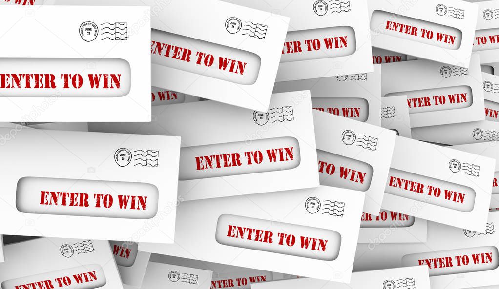 Enter to Win Submit Entry Contest Raffle Envelopes 3d Illustration