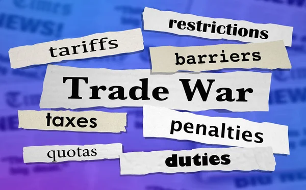 Trade War Tariffs Taxes Penalties Headlines Illustration — Stock Photo, Image