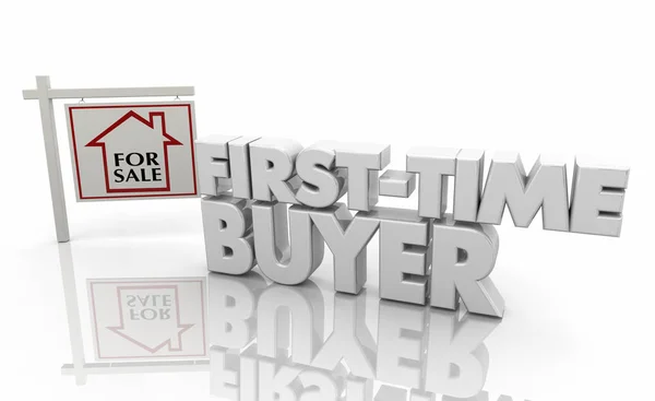 First Time Buyer New Home Owner Sale Sign Illustration — Stock Photo, Image