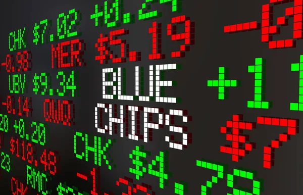 Blue Chips Large Companies Corporations Stocks Market Ticker Prices 3d Animation