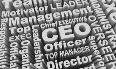 CEO'su Yönetim Kurulu Başkanı iş lideri Word 3d Şekil kolaj
