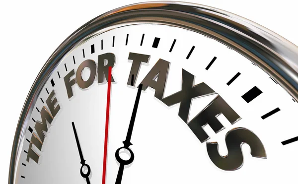 Tijd Voor Belastingen Klok Bestand Belastingaangiften Bedrag Verschuldigd Zijn Illustratie — Stockfoto
