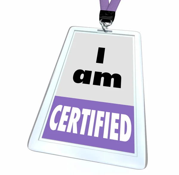 我认证合格认证通过徽章3D — 图库照片