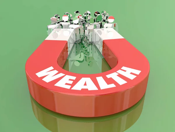 Wealth Money Income Earning Magnet Pulling People Illustration — Stock Photo, Image
