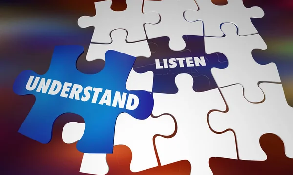 Listen Understand Learn Knowledge Puzzle Words Illustration — Stock Photo, Image