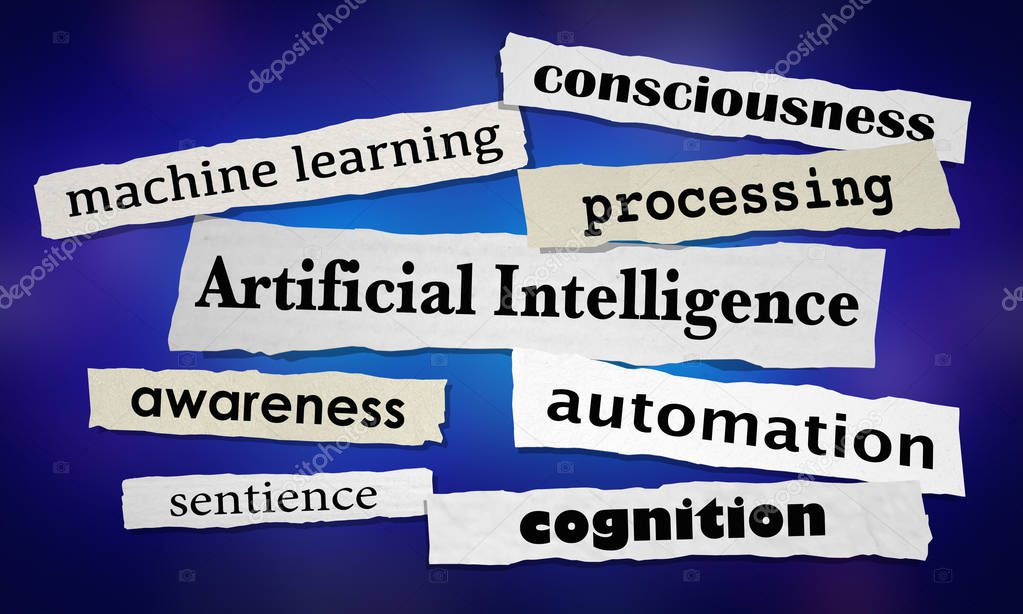 AI Artificial Intelligence Machine Learning News Headlines 3d Illustration