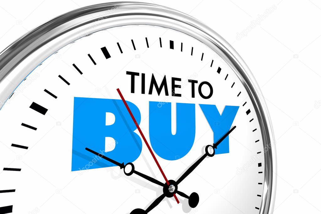 Time to Buy Shop Save Money Clock Words 3d Illustration
