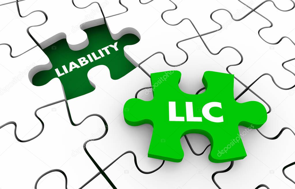 LLC Limited Liability Corporation Protect from Liabilities Puzzle 3d Illustration