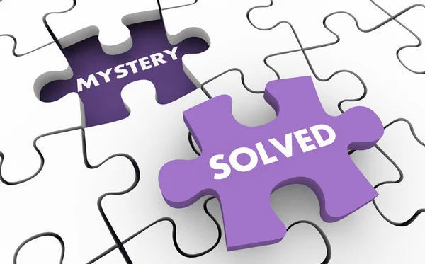 Mystery Solved Invesitgate Wskazówki Rozwiązywania Puzzle Ilustracja — Zdjęcie stockowe