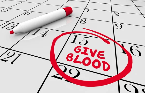 Dare Blood Drive Donare Promemoria Calendario Data Illustrazione — Foto Stock