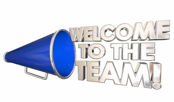 Welkom Bij Het Team Introductie Doordat Bullhorn Megafoon Illustratie — Stockfoto