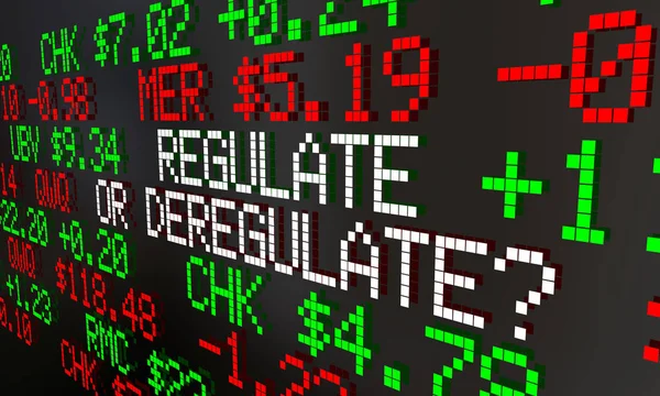 Regulate Deregulate Stock Market Financial Industry Ticker Prices Animation — Stock Photo, Image