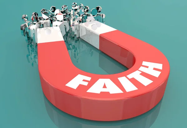 Faith Belief Religion God Magnet Pulling People Illustration — Stock Photo, Image