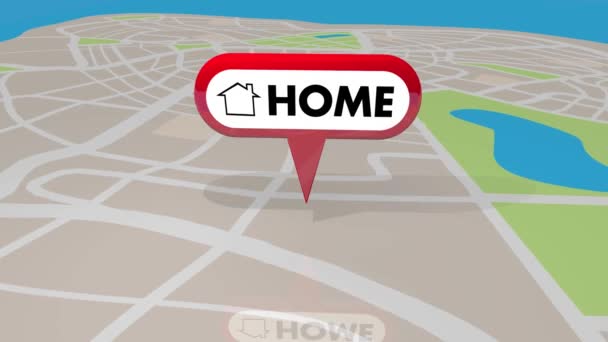 Home House Base Comfort Start Place Origin Map Pin — Stockvideo