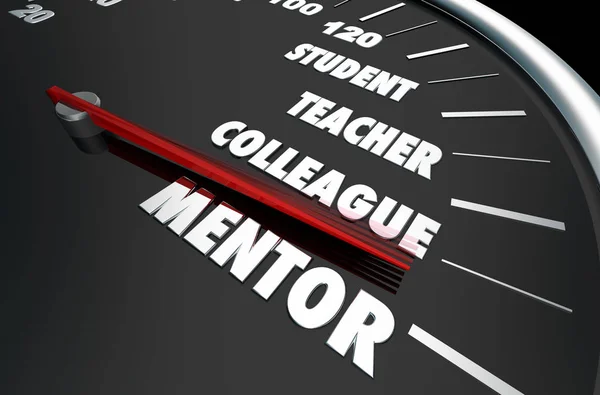 Student Leraar Collega Mentor Snelheidsmeter Woorden — Stockfoto