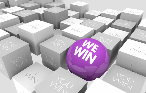 Win You Working Together Teamwork Sphere Cubes — Stock Photo, Image