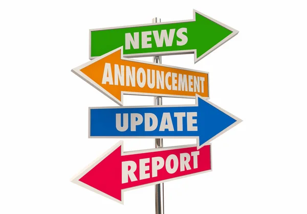News Announcement Update Report Information Arrow Signs — Stock Photo, Image