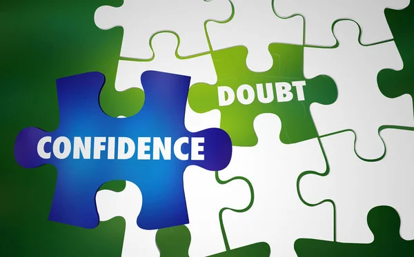 Confiança Bate Dúvida Confiante Incerteza Palavras Puzzle — Fotografia de Stock