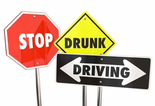 Stop Drunk Driving Accidents Drinking Alcohol Warning Signs — Stock Photo, Image