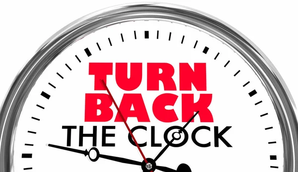 Turn Back Clock Reverse Time Travel Words — Stock Photo, Image