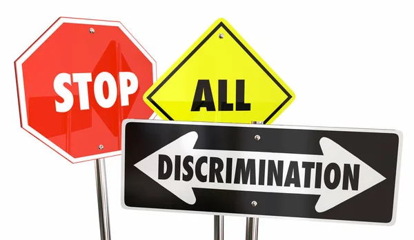 Stop All Discrimination Prejudice Racism Warning Signs — Stock Photo, Image
