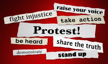 Protesto mücadele adaletsizlik Stand Up hakları başlıkları 