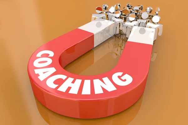 Coaching Motivate Inspire Leadership Magnet Pulling People — Stock Photo, Image
