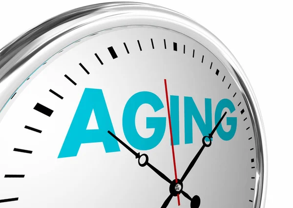 Aging Time Passing Getting Older Age Clock Words — Stock Photo, Image