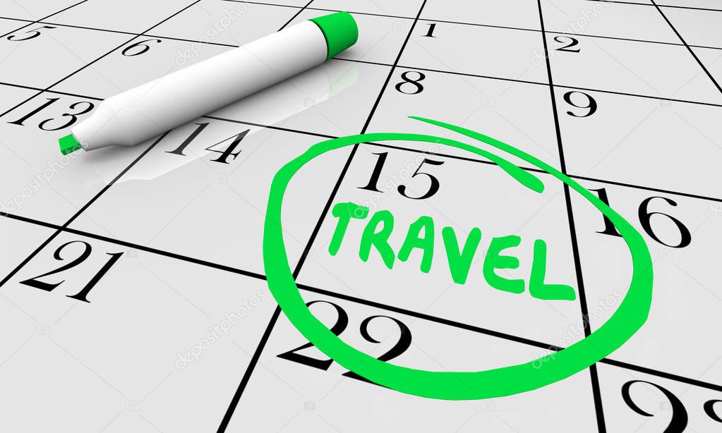Travel Trip Vacation Tourism Day Circled Calendar Date 