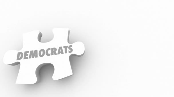 Democrats Republicans Bridge Gap Puzzle Pieces Animation — Stock Video