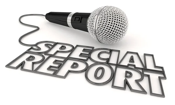 Special Report Feature Story News Coverage Microphone Word Illustration — Stock Photo, Image