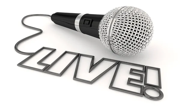 Live Sprawozdanie Aktualizacji Wywiad Mikrofon Słowa Ilustracja — Zdjęcie stockowe