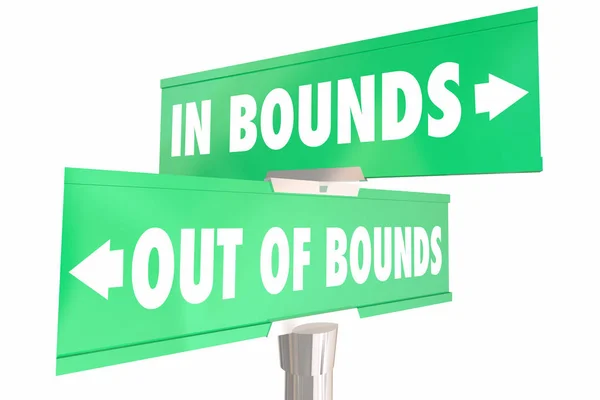 Inbounds Out Bounds Allowed Restricted Two Way Road Signs Illustration — Stock Photo, Image