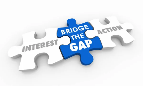 Interest Action Bridge Gap Desire Awareness Puzzle Pieces Illustration — Stock Photo, Image