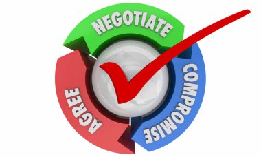 Müzakere uzlaşma kabul Settle anlaşma 3d çizim