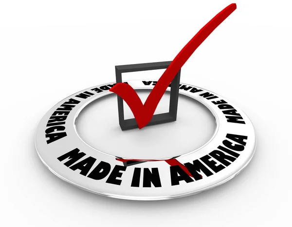 Made America Usa Product Pride Quality Check Mark Box Word — Stock Photo, Image