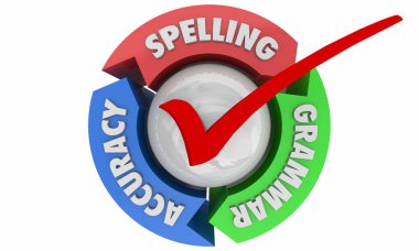 Spelling Grammar Accuracy Proofreading Check Process 3d Illustration clipart
