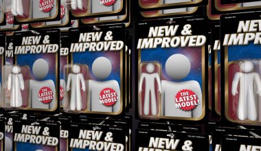 New and Improved Better Latest Model Action Figures 3d Illustration clipart
