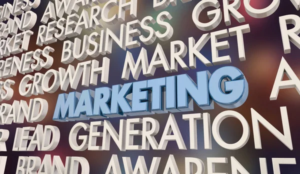 Marketing Recherche Lead Generation Croissance Entreprise Word Collage Illustration — Photo