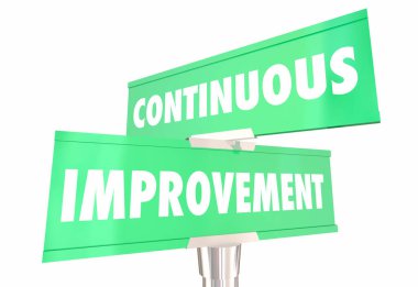 Sürekli iyileştirme her zaman daha iyi 2 iki yönlü yol işaretleri 3d çizim