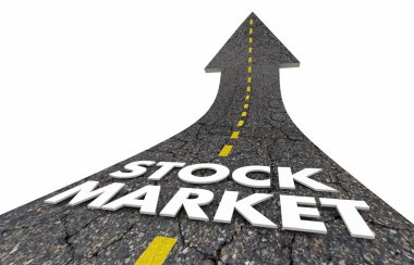 Borsa yatırım finansal para yol ok 3d çizim