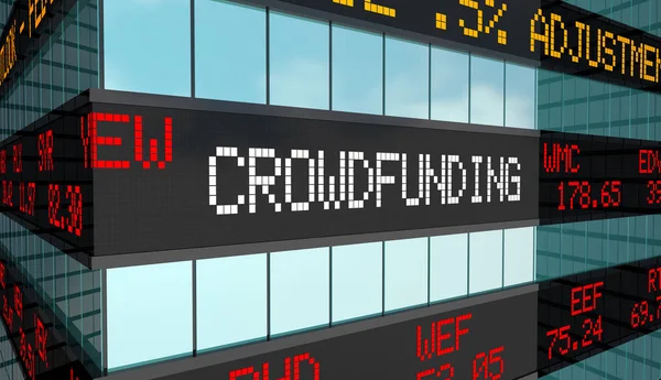Crowdfunding Business Capital Recaudación Fondos Bolsa Ticker Ilustración — Foto de Stock
