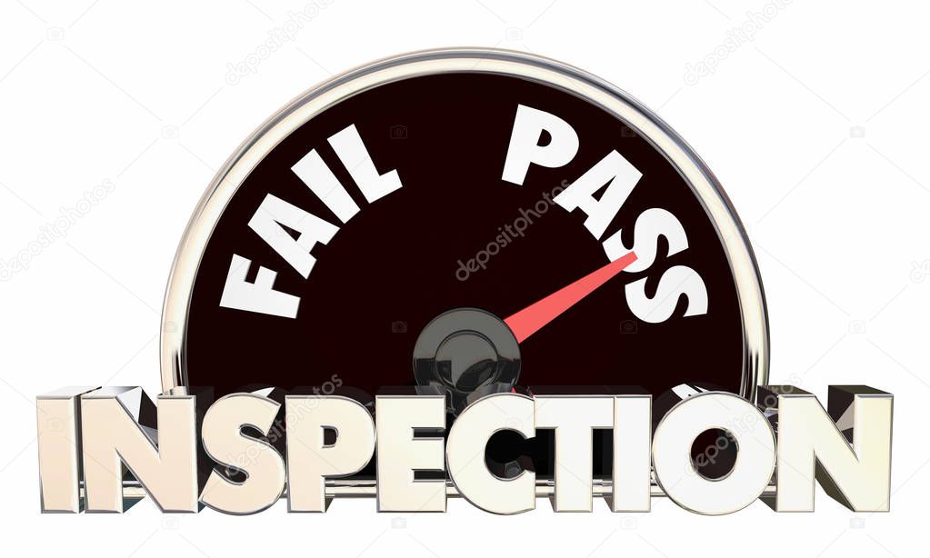 Inspection Pass or Fail Good Result Check Review Speedometer 3d Illustration