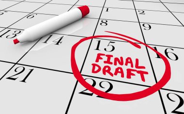 Takvim son taslak daire kelime 3d çizim