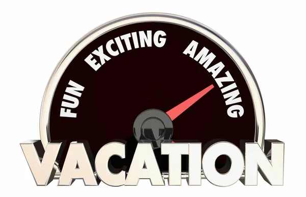 Vacation Trip Travel Holiday Fun Exciting Amazing Speedometer Illustration — Stock Photo, Image